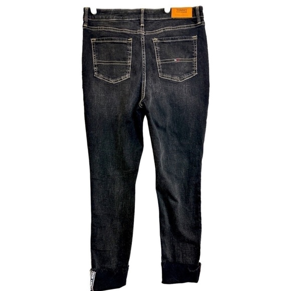 Tommy Hilfiger Womens Black Skinny Jeans Cuffed Hipster Chic Faded, Size 6 - Picture 2 of 10